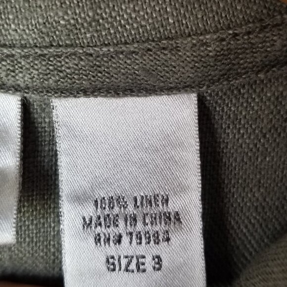 Chico's Jacket Army Green Zip Up 100% Linen Hooded Relaxed Fit Size 3/XL - Picture 5 of 7